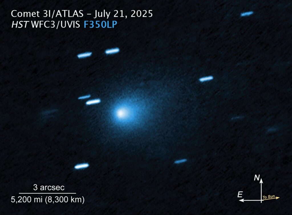 Hubble Space Telescope capture of 3I ATLAS